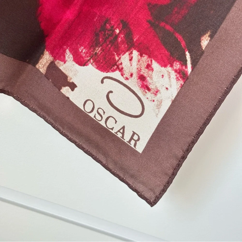 Floral Print Silk Scarf in Orange & Red